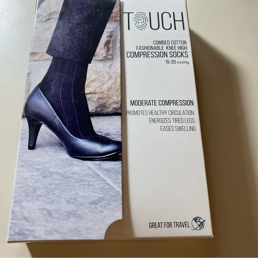 Touch Ladies' Fashionable Knee High Black Compression Socks #1062BL-Medium NWT